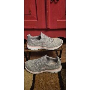 New Skechers Womens 9 Memory Foam Casual Gray Pink Comfort Travel 12983 Shoes